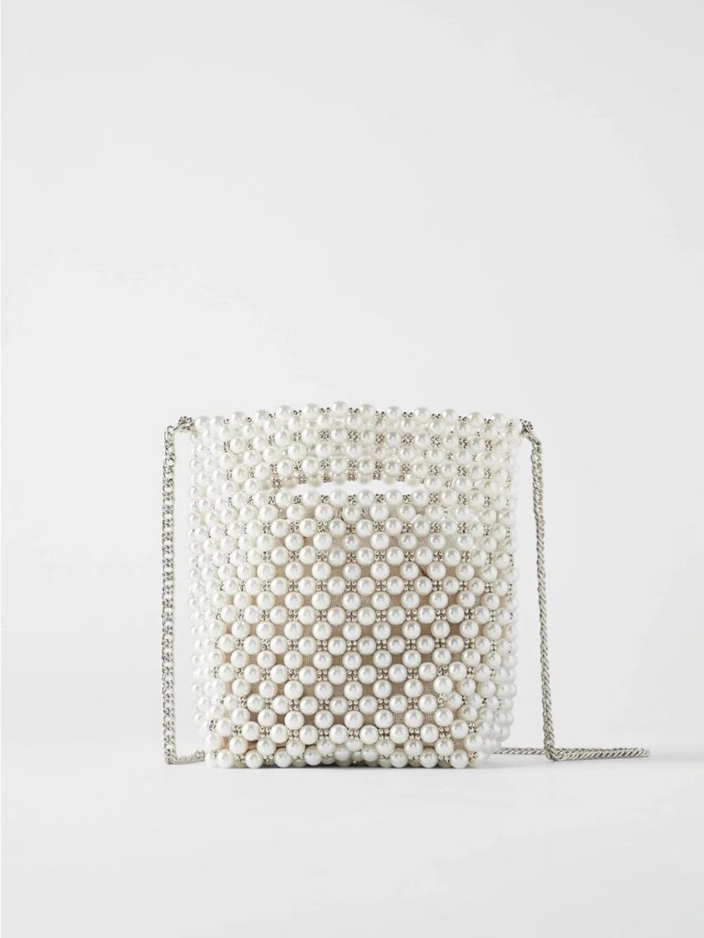 Zara Pearl Mini Bucket Crossbody Bag